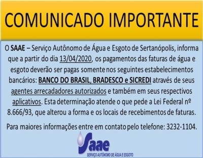 COMUNICADO IMPORTANTE