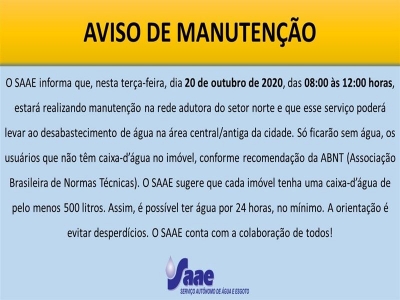 AVISO DE MANUTENÇÃO